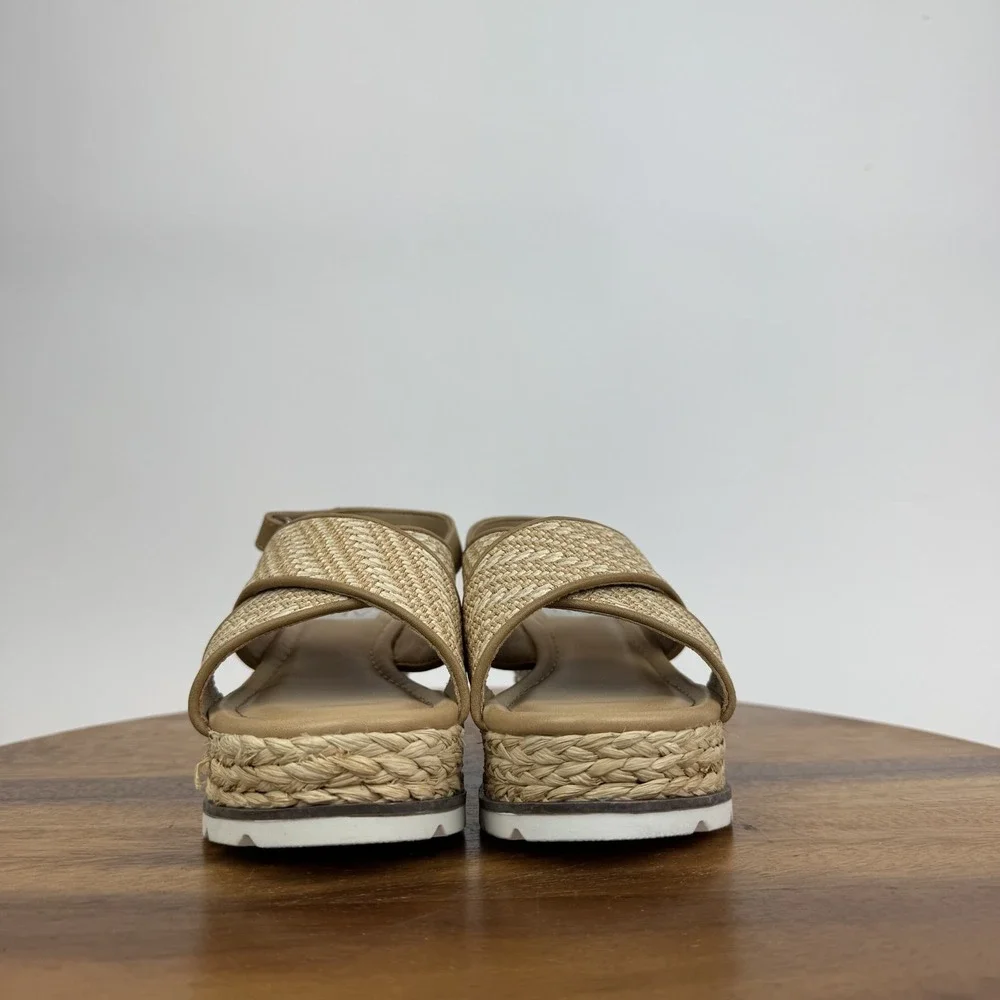 Big Kids Dolce Vita Varden Beige Raffia Platform Espadrille Sandals Size 2 Y GUC